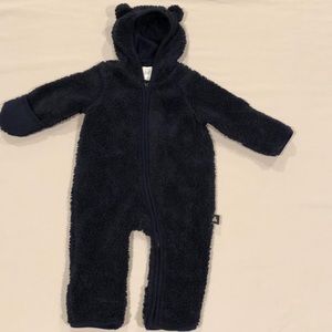 Baby gap, navy blue zip up fleece, bear ears hood